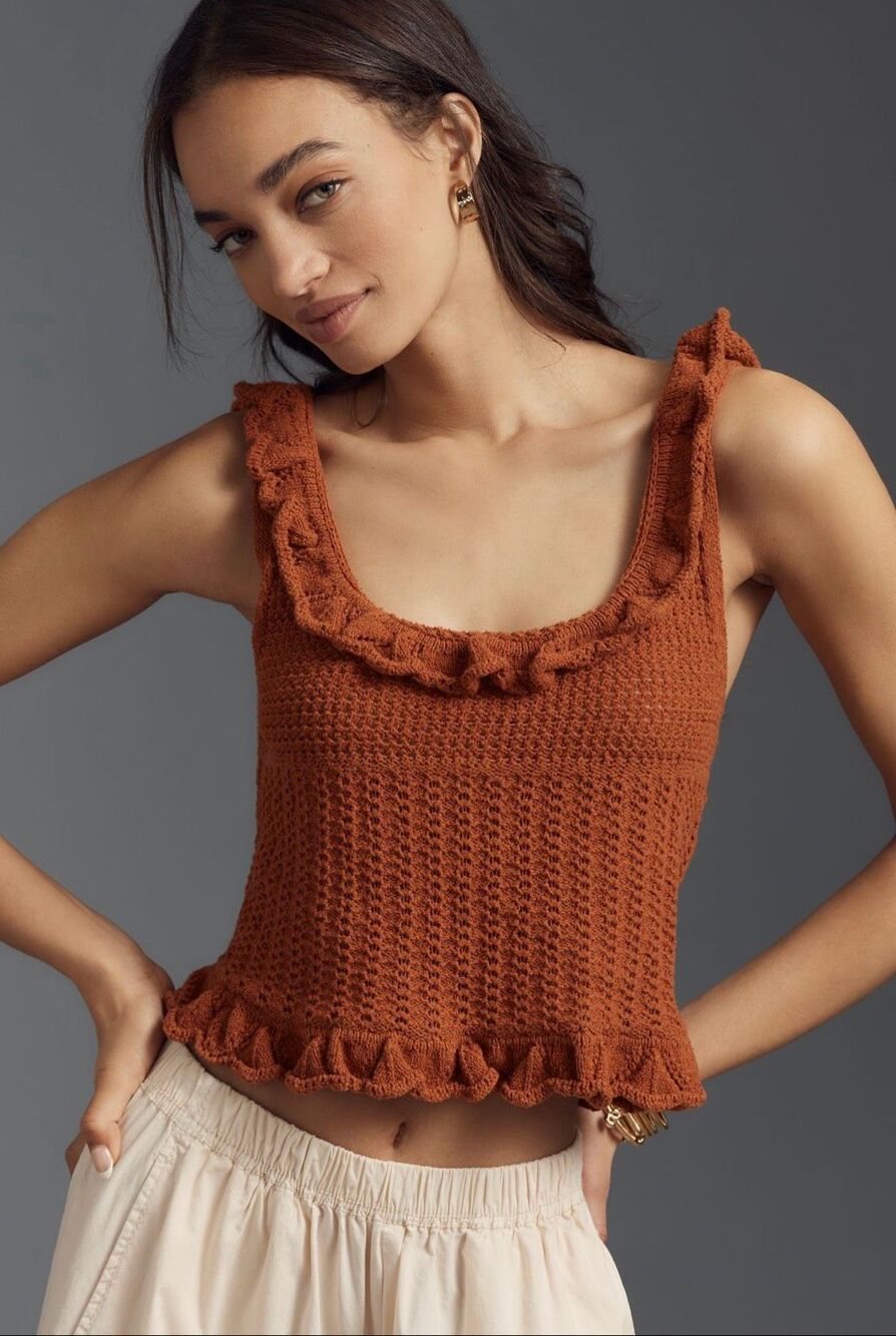 Anthropologie Pilcro Ruffled Sweater Tank Top